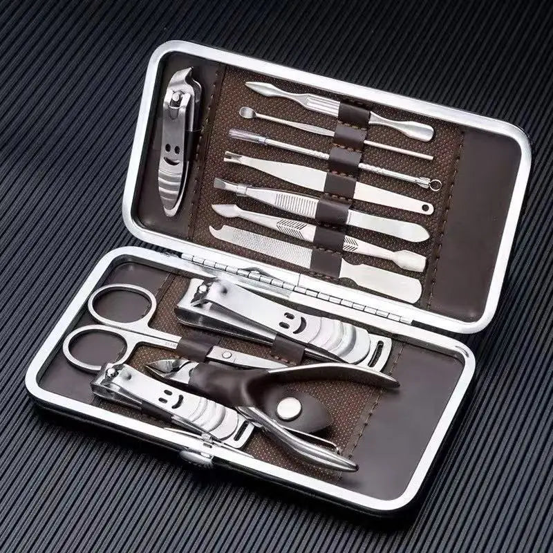 Kit Cortador De Unha Manicure Portatil Estojo Pinca Tesoura C/Organizador de couro de luxo