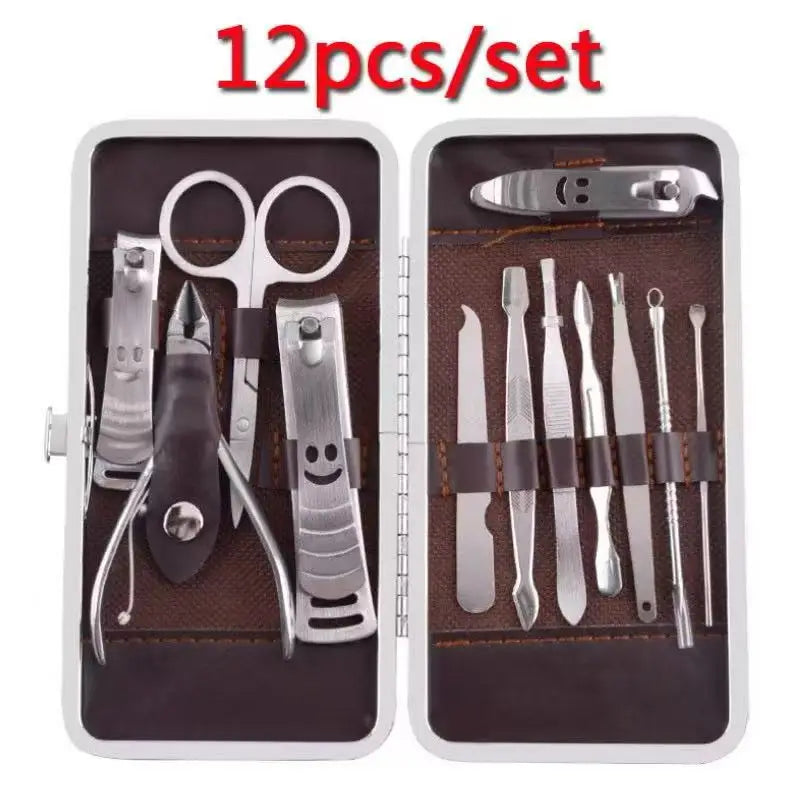 Kit Cortador De Unha Manicure Portatil Estojo Pinca Tesoura C/Organizador de couro de luxo
