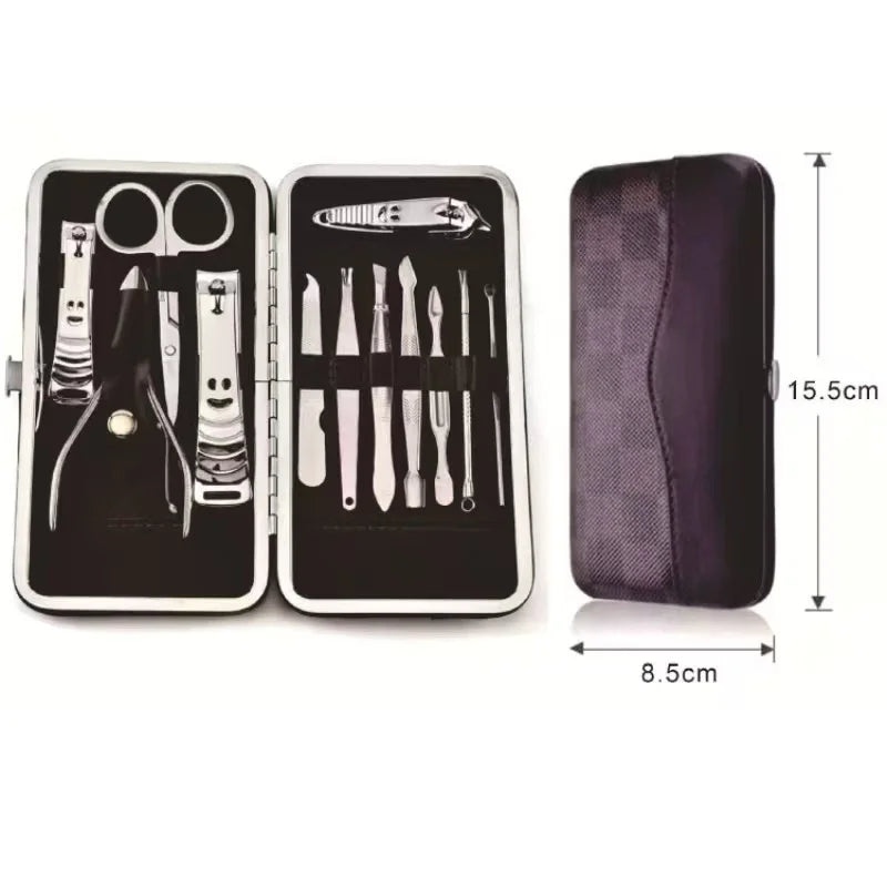 Kit Cortador De Unha Manicure Portatil Estojo Pinca Tesoura C/Organizador de couro de luxo
