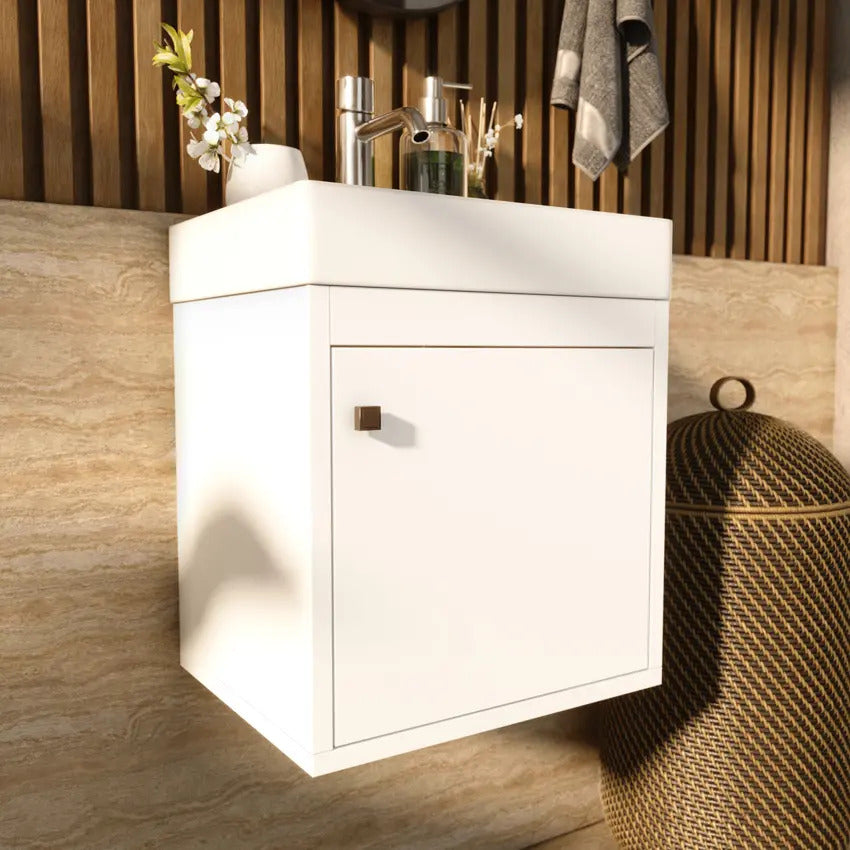 Gabinete Banheiro Armario 40cm Suspenso Mdf Sem Cuba Cor Do Móvel Branco