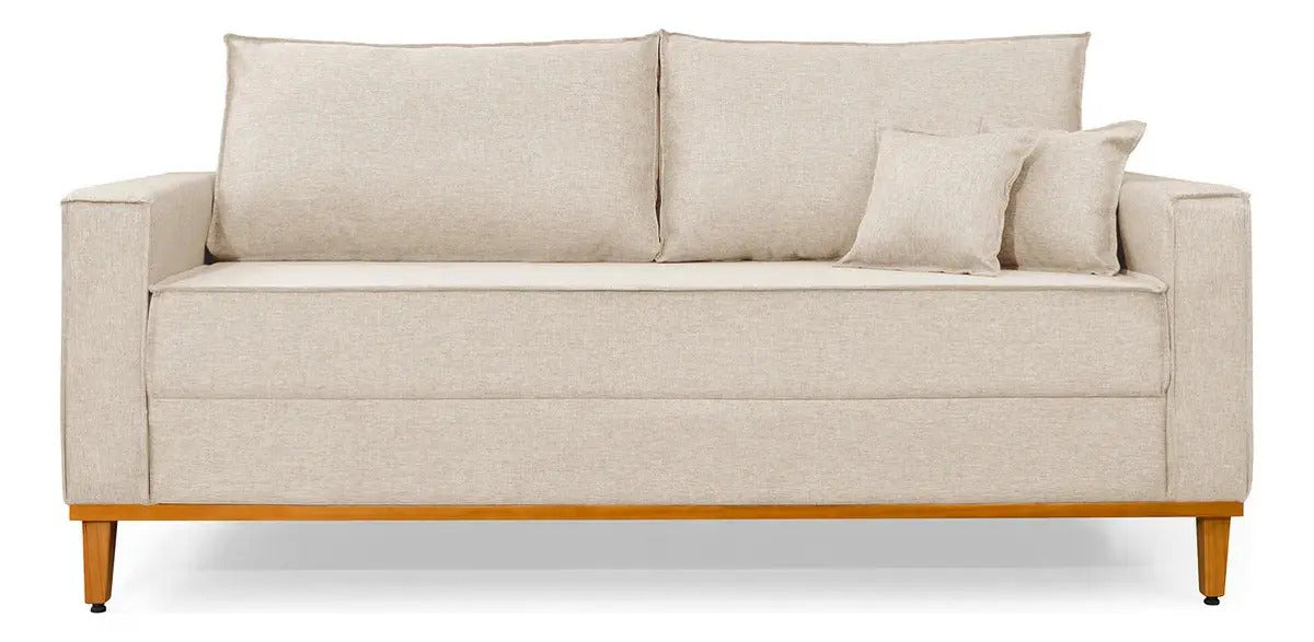 Sofá Beny 3 Lugares 1,80 Cru Moderno Confortável Design Clean Com