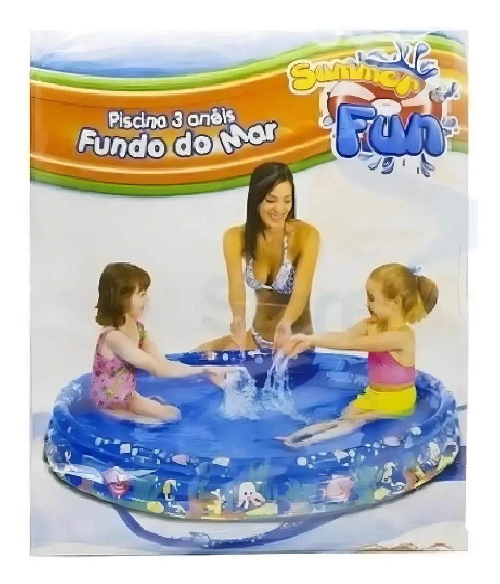Piscina Infantil Inflável Redonda 253 Litros Fundo do Mar Wellmix