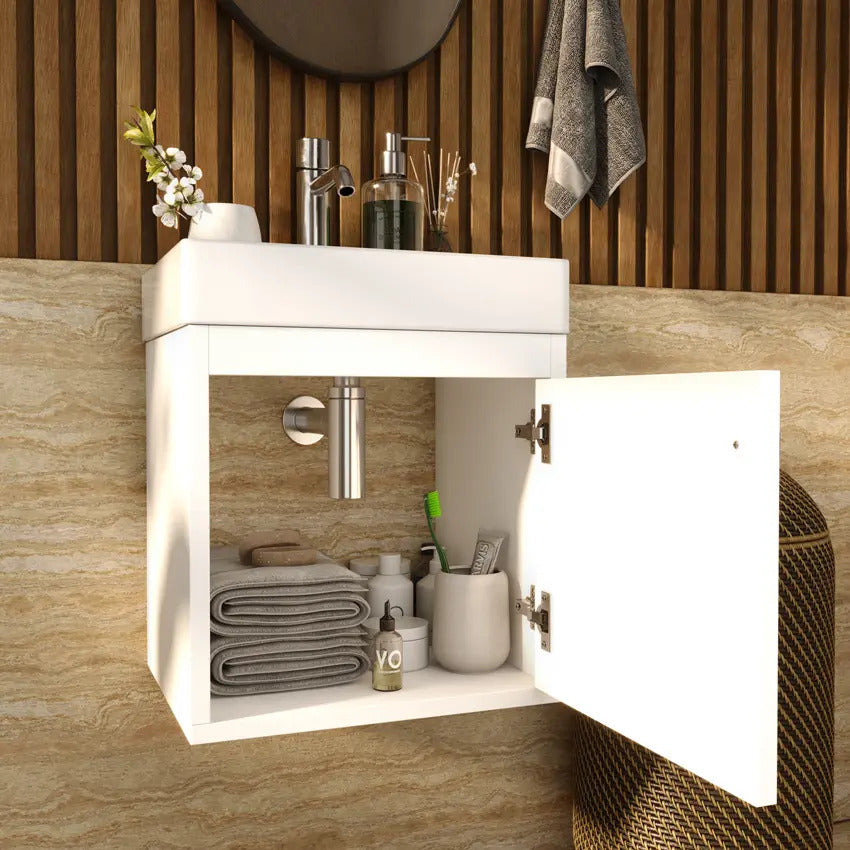 Gabinete Banheiro Armario 40cm Suspenso Mdf Sem Cuba Cor Do Móvel Branco