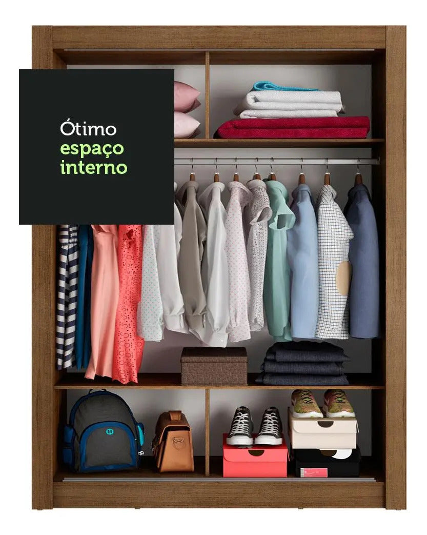 Guarda-roupa Solteiro Madesa Denver 2 Portas De Correr R Cor Rustic