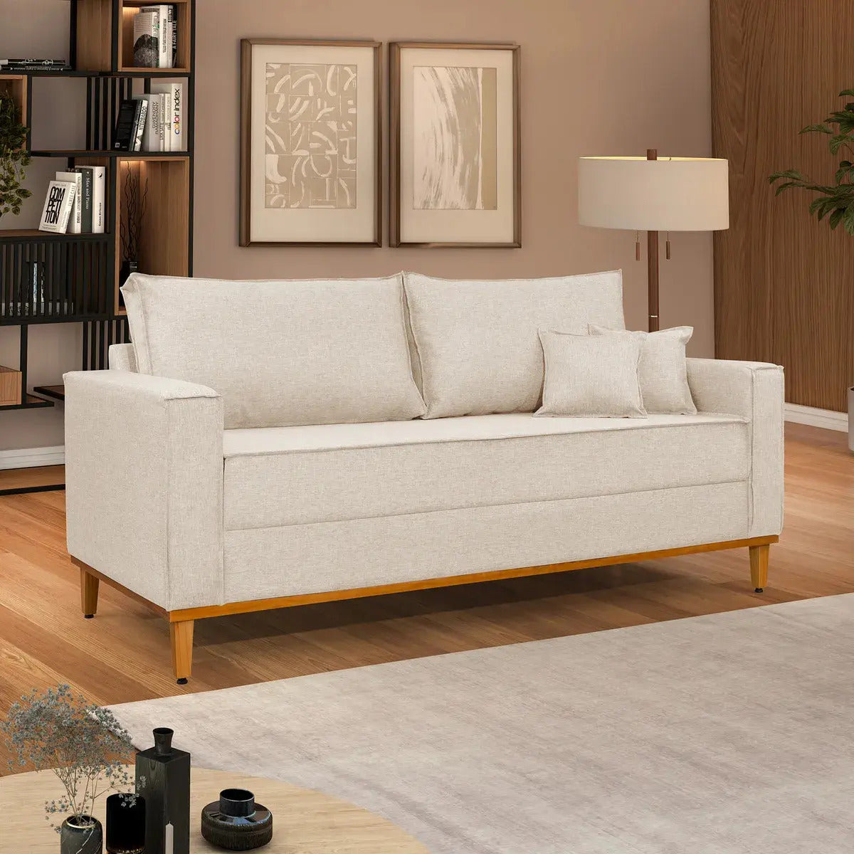 Sofá Beny 3 Lugares 1,80 Cru Moderno Confortável Design Clean Com