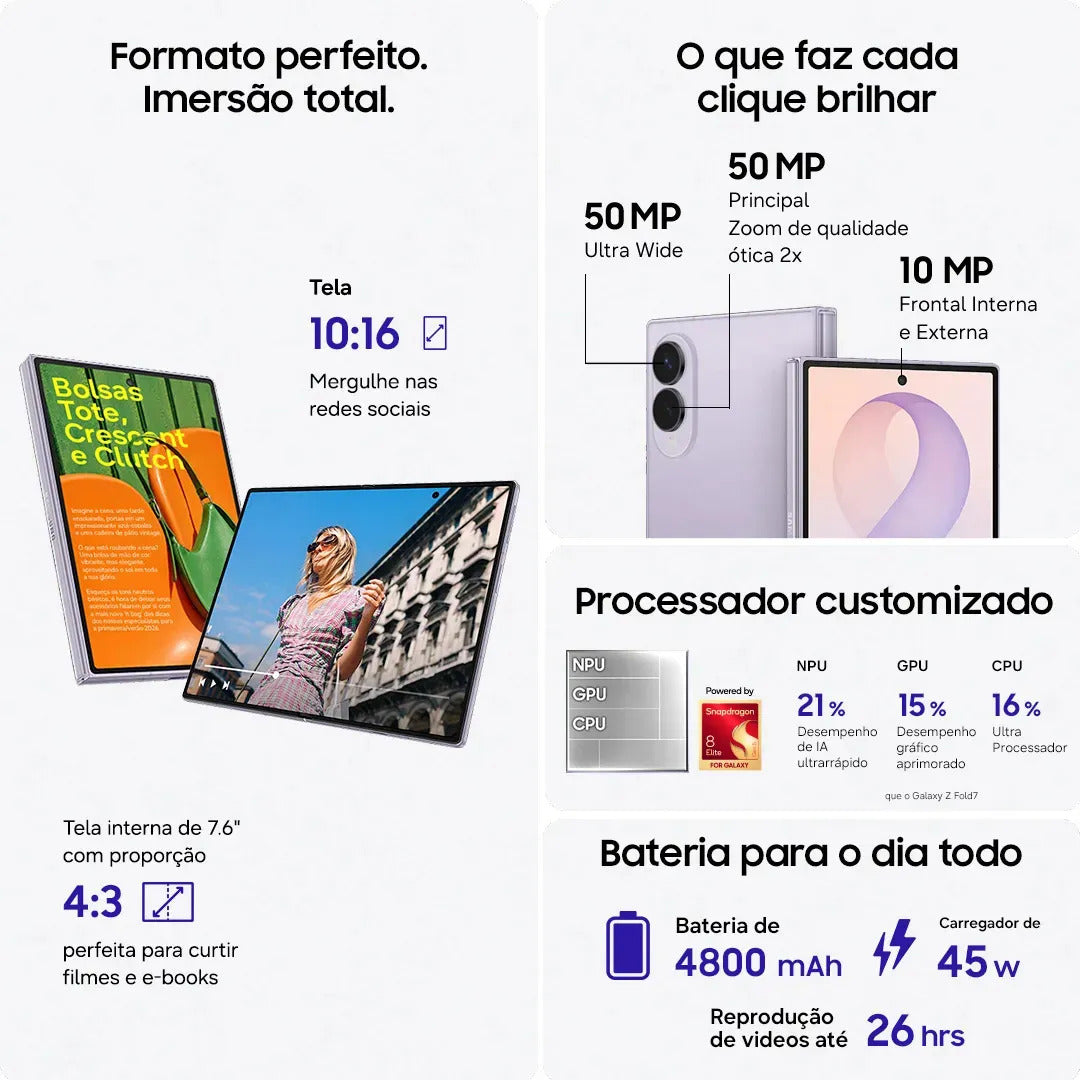 Celular Galaxy Z Fold8 512gb, 12gb Ram Tela 7.6 - Preto