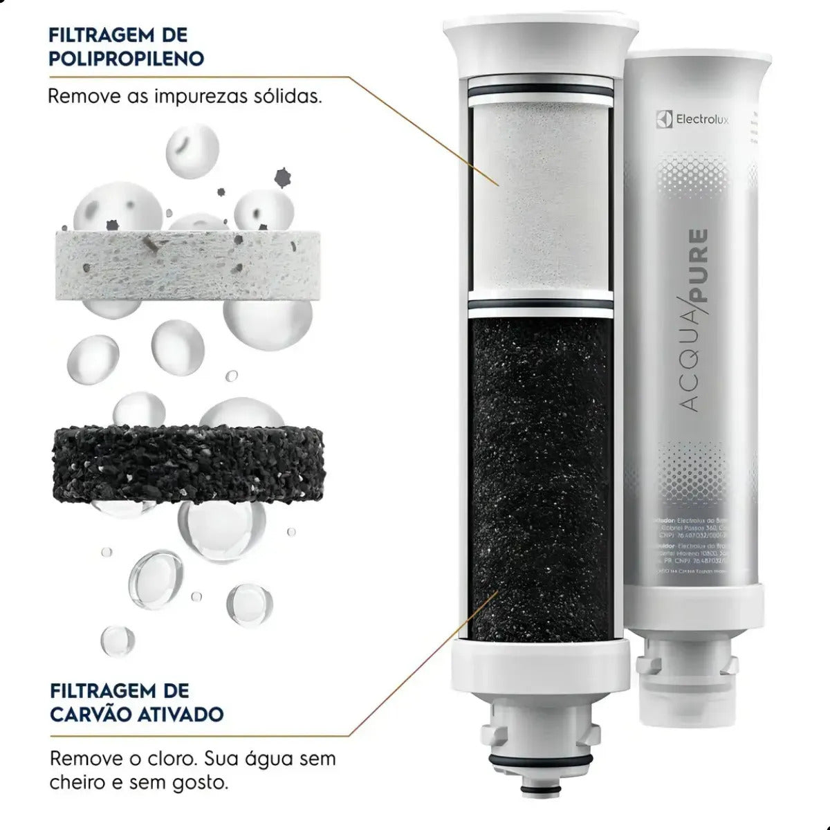 Kit 2 Refil De Água Acqua Pure Electrolux Pe12a Pe12b Pe12g PC01X, Cor Marrom-claro