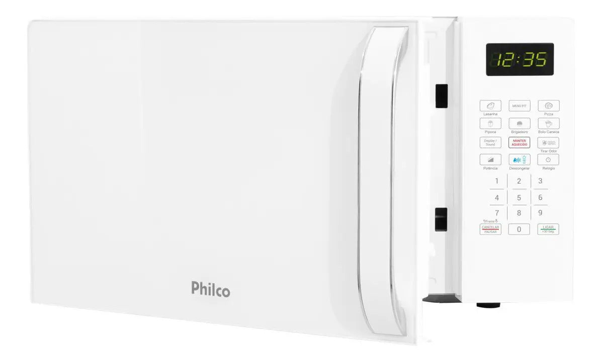 Micro-ondas Philco 20L Branco Pintura Limpa Fácil PMO23B