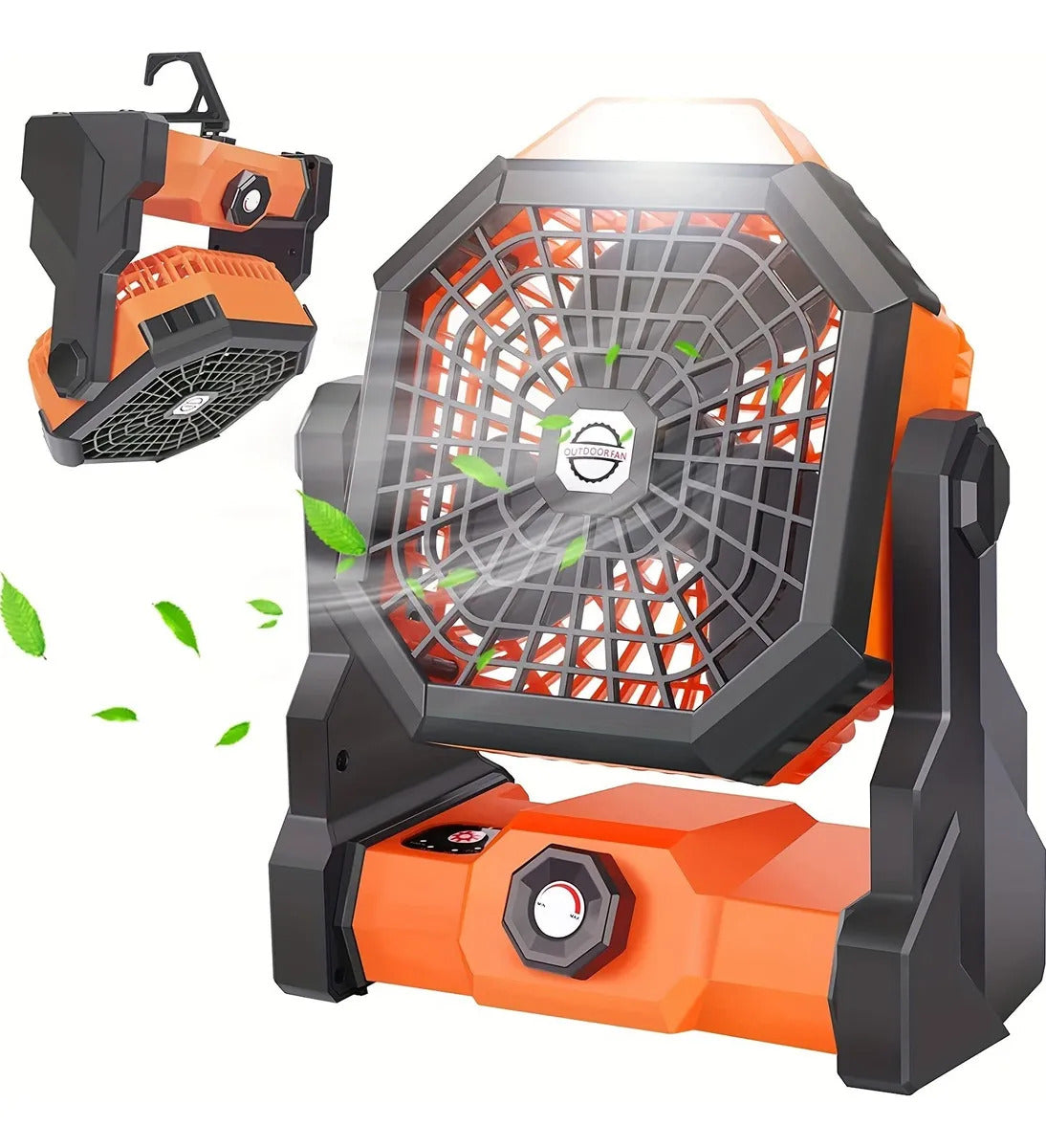 Ventilador De Acampamento Recarregável Portátil Com Led Luz Cor Laranja