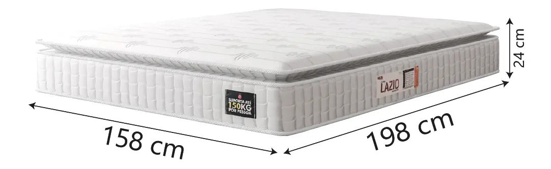 Cama Box Baú queen colchão espuma D45 Lazio pillow top 158x198x65cm cor branco Hellen
