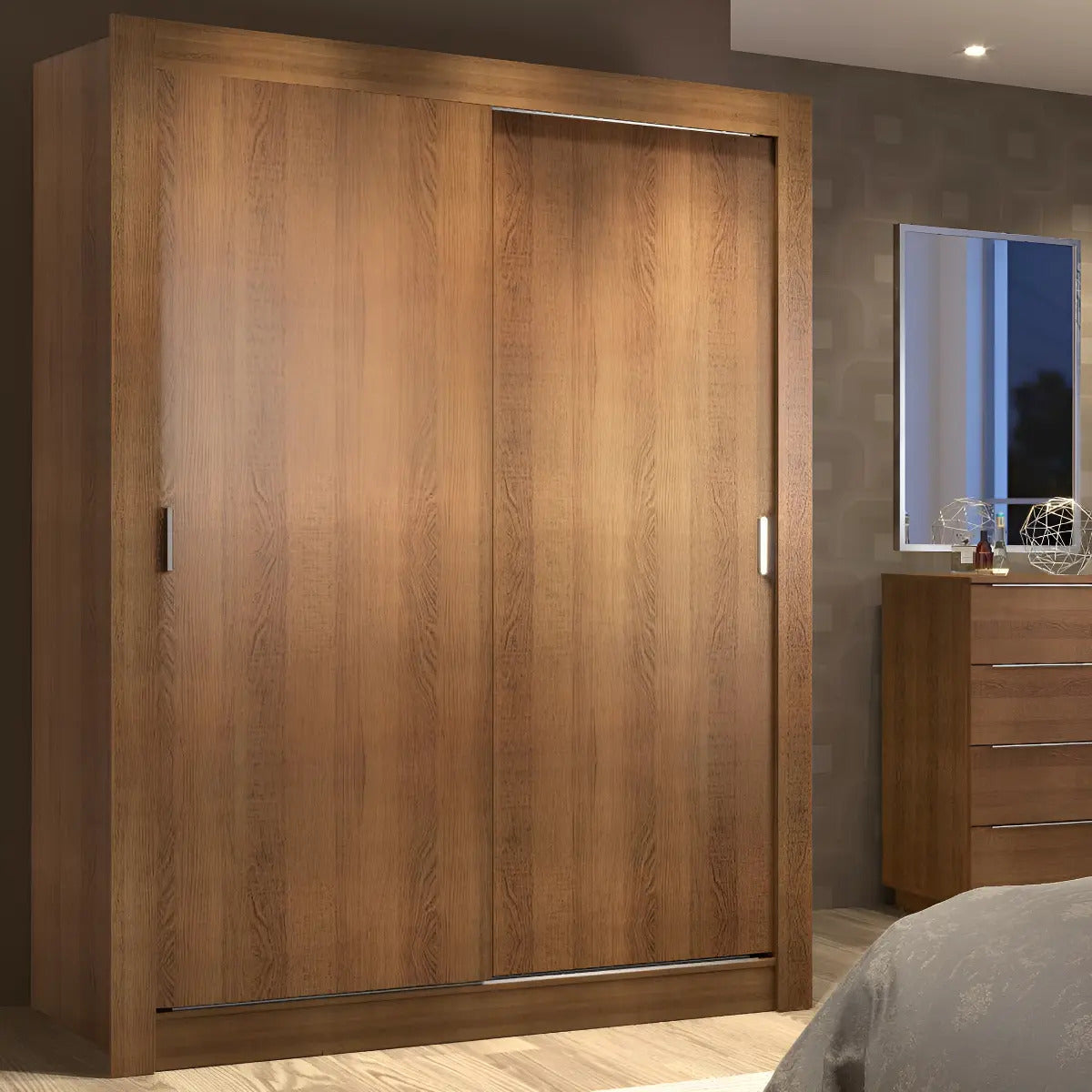 Guarda-roupa Solteiro Madesa Denver 2 Portas De Correr R Cor Rustic