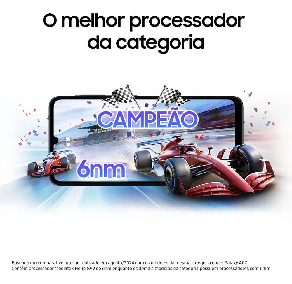 Celular Galaxy A07 256gb, 8gb, Câmera 50mp, Tela 6.7 , Proteção Ip54, Processador 6nm - Violeta