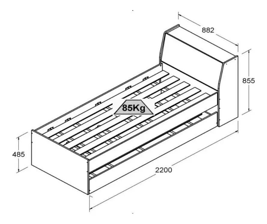 Cama Solteiro Bicama Ditália Bb-28 Branco