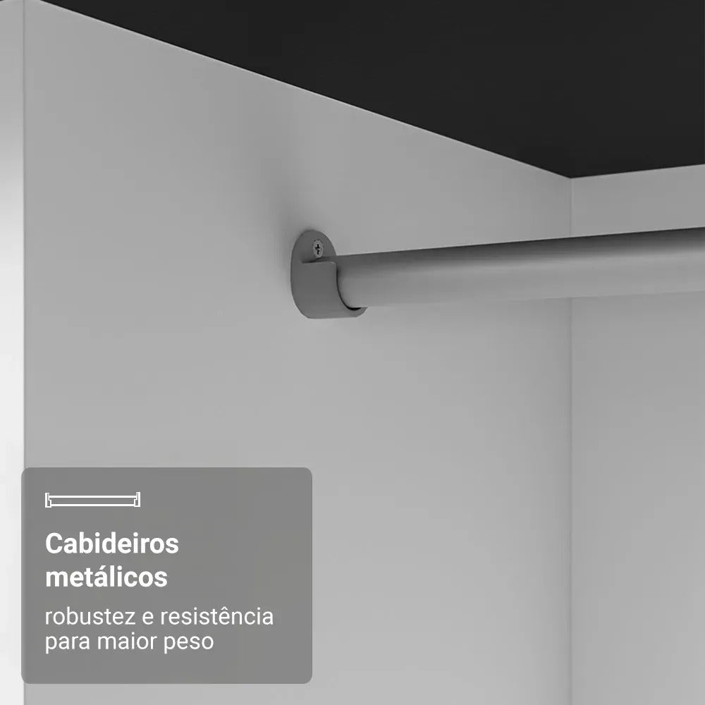 Guarda Roupa Casal Mônaco Madesa 3 Portas Correr Espelho Pr Cor Preto/Rustic 1093D81E