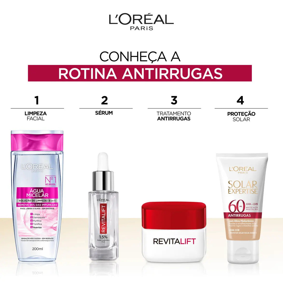 Protetor Solar Facial Antirrugas Com Cor Claro Universal Uniforme Fps60 40g L'oréal París