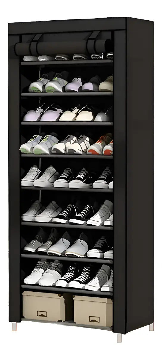 Sapateira Organizador De Sapatos Com 9 Prateleiras Tnt Cor Preto