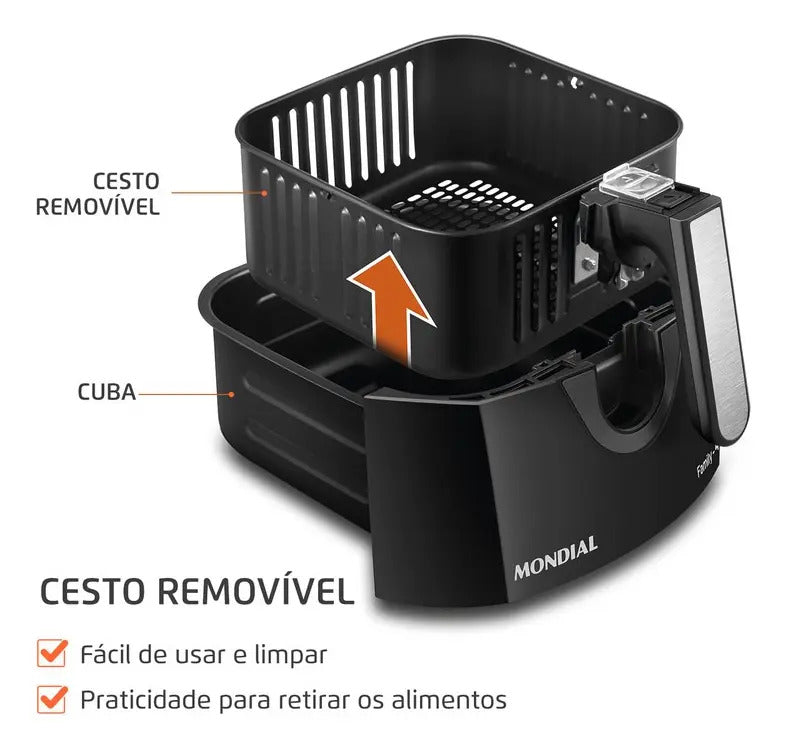 Fritadeira sem óleo air fryer 4L Mondial 1500W AFN-40-BFT