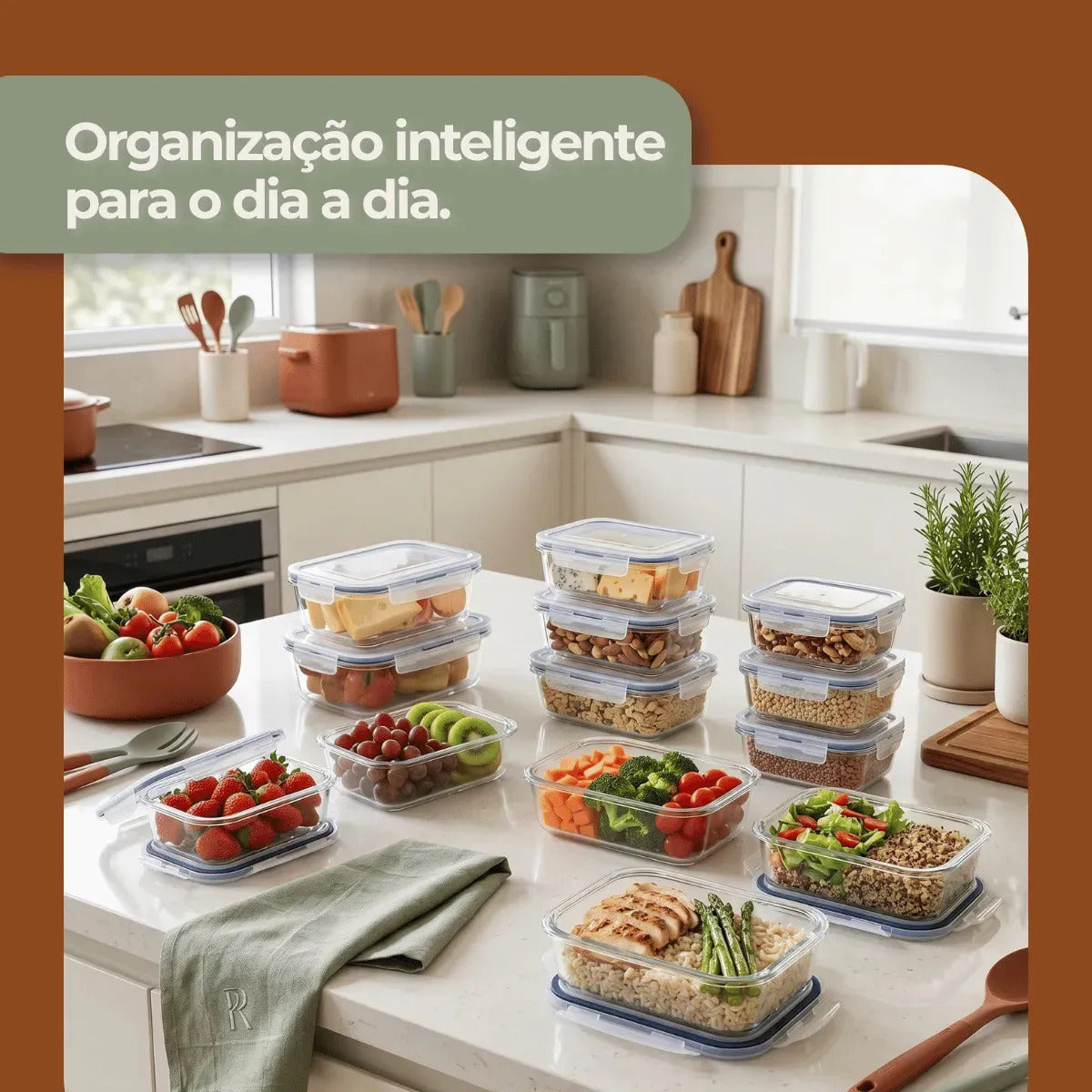 Kit 10 Pote De Vidro Marmita Hermético 640ml Freezer Fitness Rishon