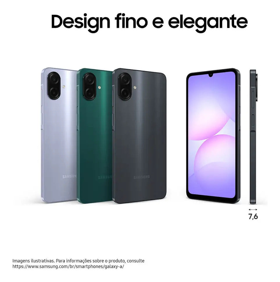 Celular Galaxy A07 256gb, 8gb, Câmera 50mp, Tela 6.7 , Proteção Ip54, Processador 6nm - Violeta