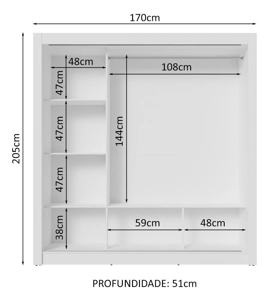 Guarda-roupa Casal 3 Portas Correr Espelho Nobre Madesa Cor Branco