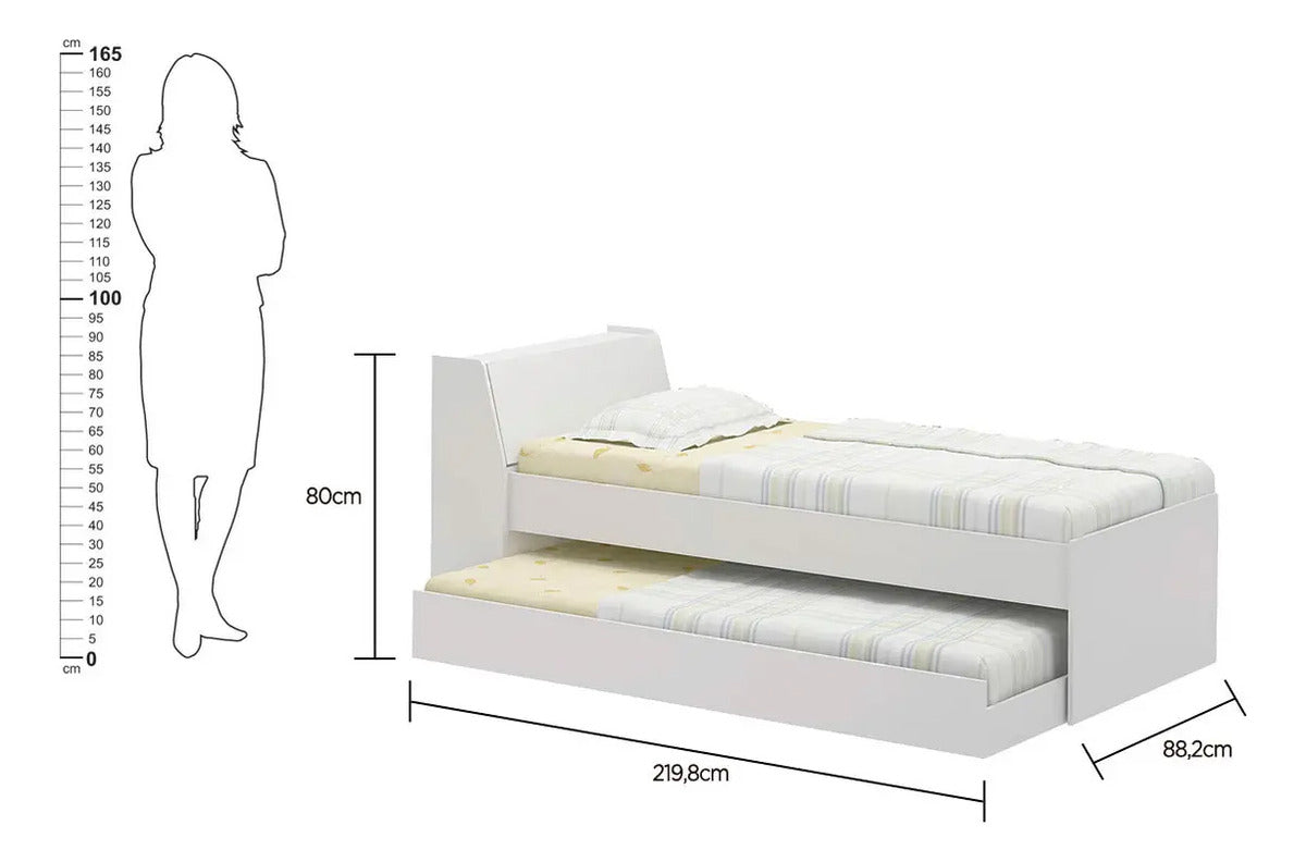 Cama Solteiro Bicama Ditália Bb-28 Branco