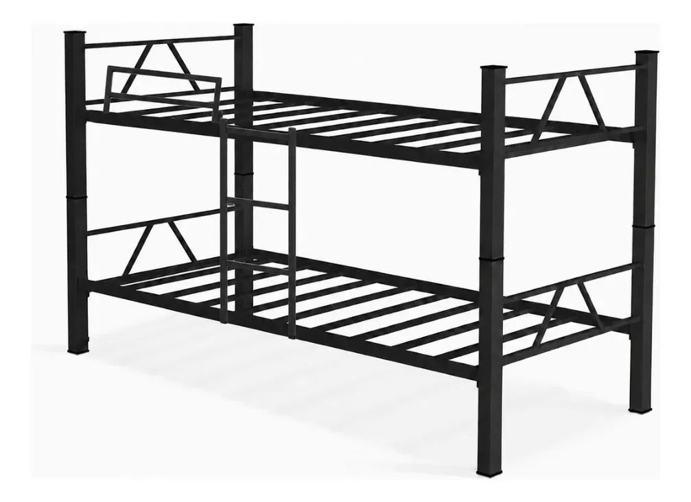 Cama Beliche Solteiro Klm Aço Reforçado Tubular Cor Preto Beliche Rubi