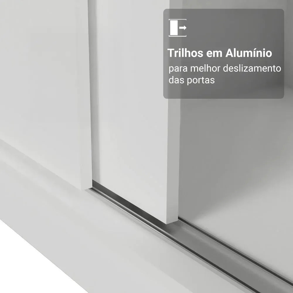 Guarda Roupa Casal Madesa Mônaco 3 Portas De Correr Cor Branco 109309