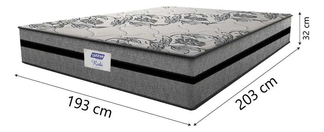 Cama Box Baú King Colchão Gazin com Molas Ensacadas Rubi Cinza/Preto