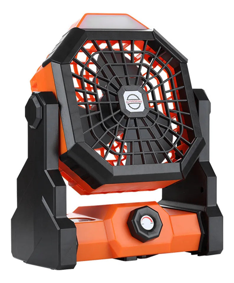 Ventilador De Acampamento Recarregável Portátil Com Led Luz Cor Laranja