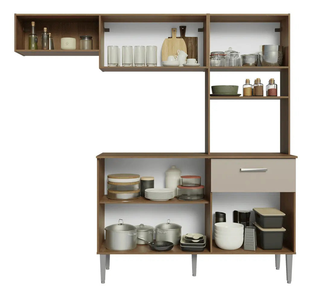 Armário De Cozinha Compacta 196cm Rustic/crema Aura Madesa