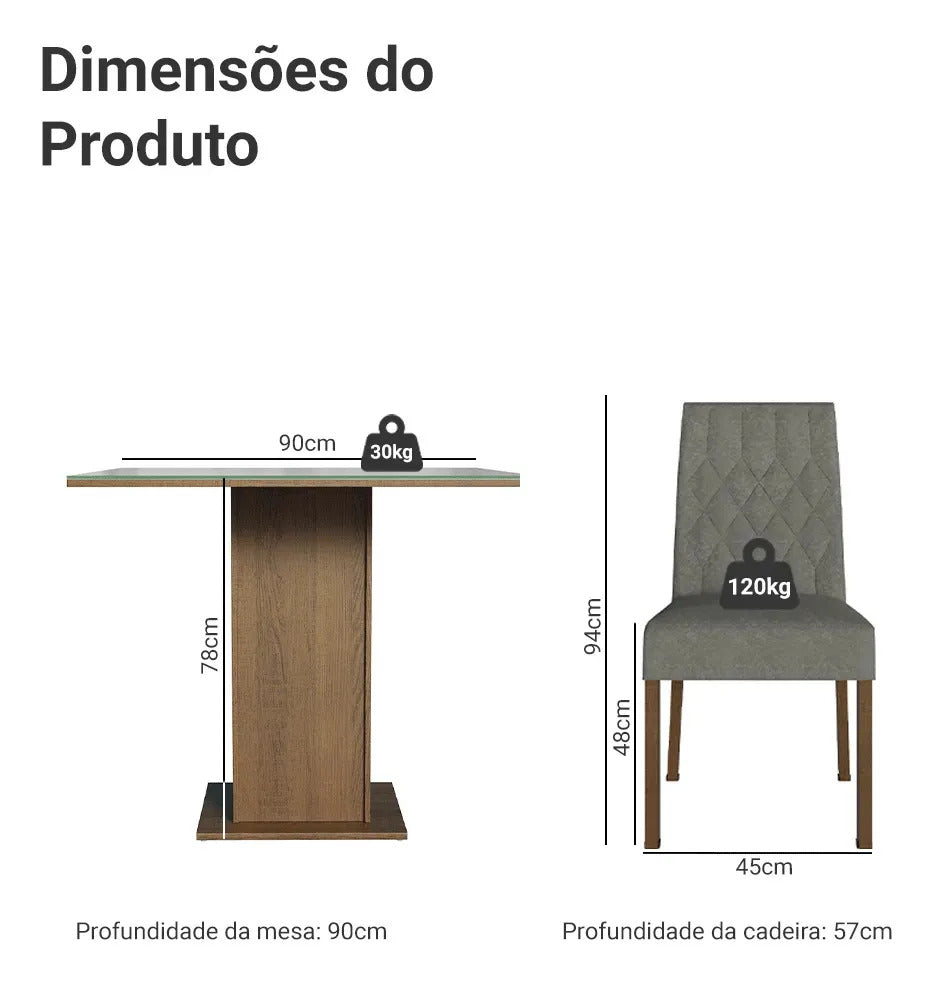 Mesa Lyli com Vidro Temperado