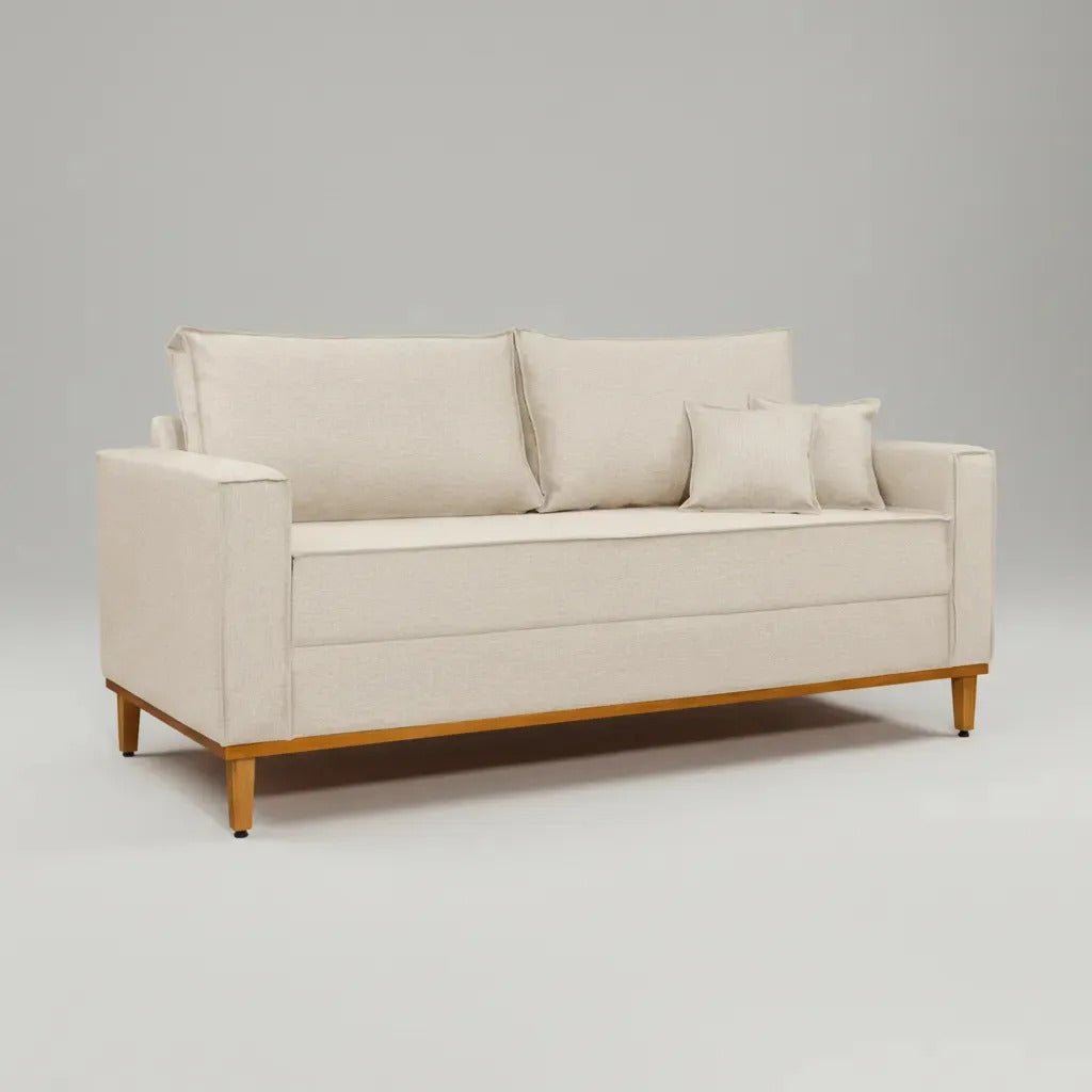 Sofá Beny 3 Lugares 1,80 Cru Moderno Confortável Design Clean Com