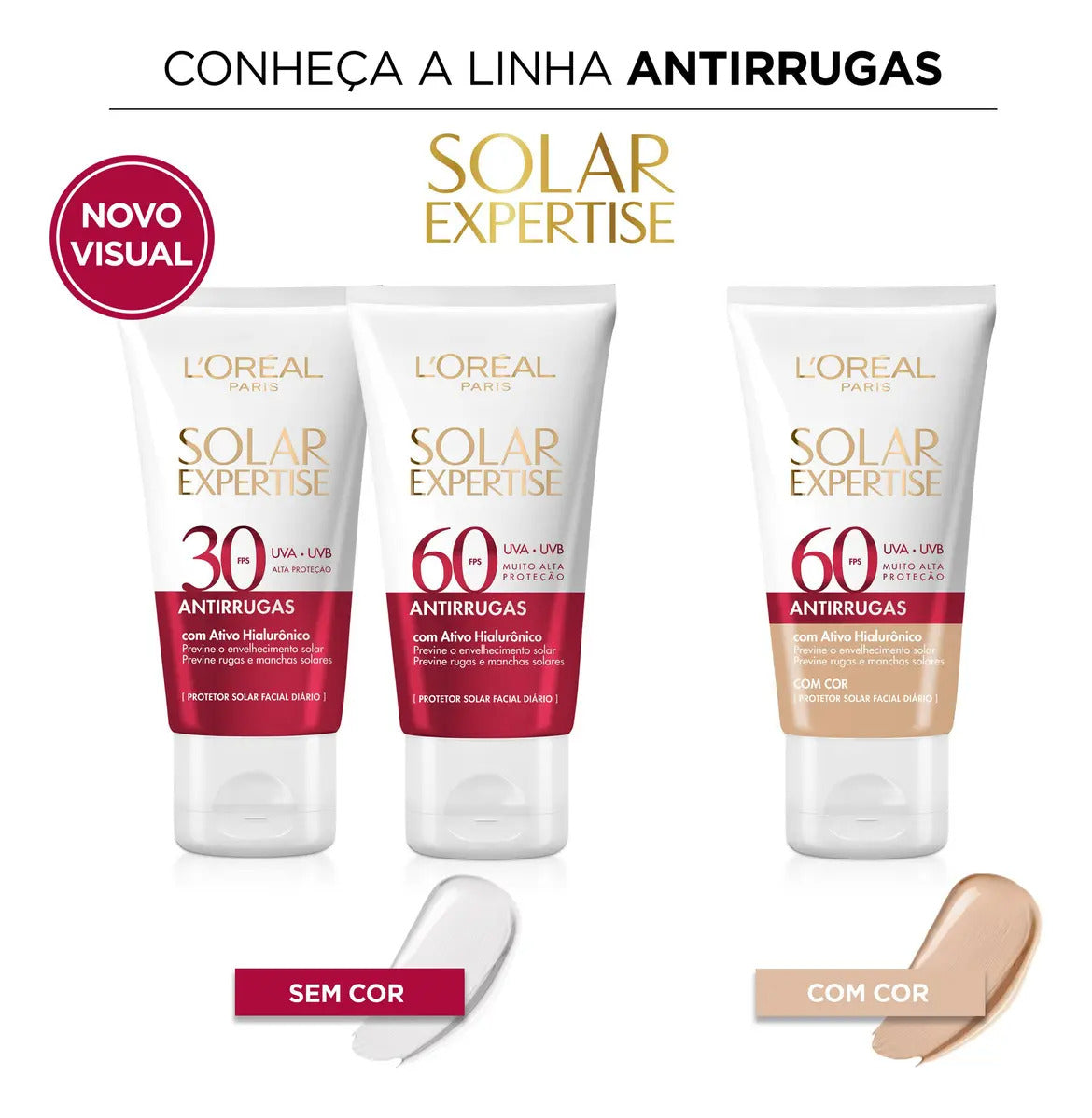 Protetor Solar Facial Antirrugas Com Cor Claro Universal Uniforme Fps60 40g L'oréal París