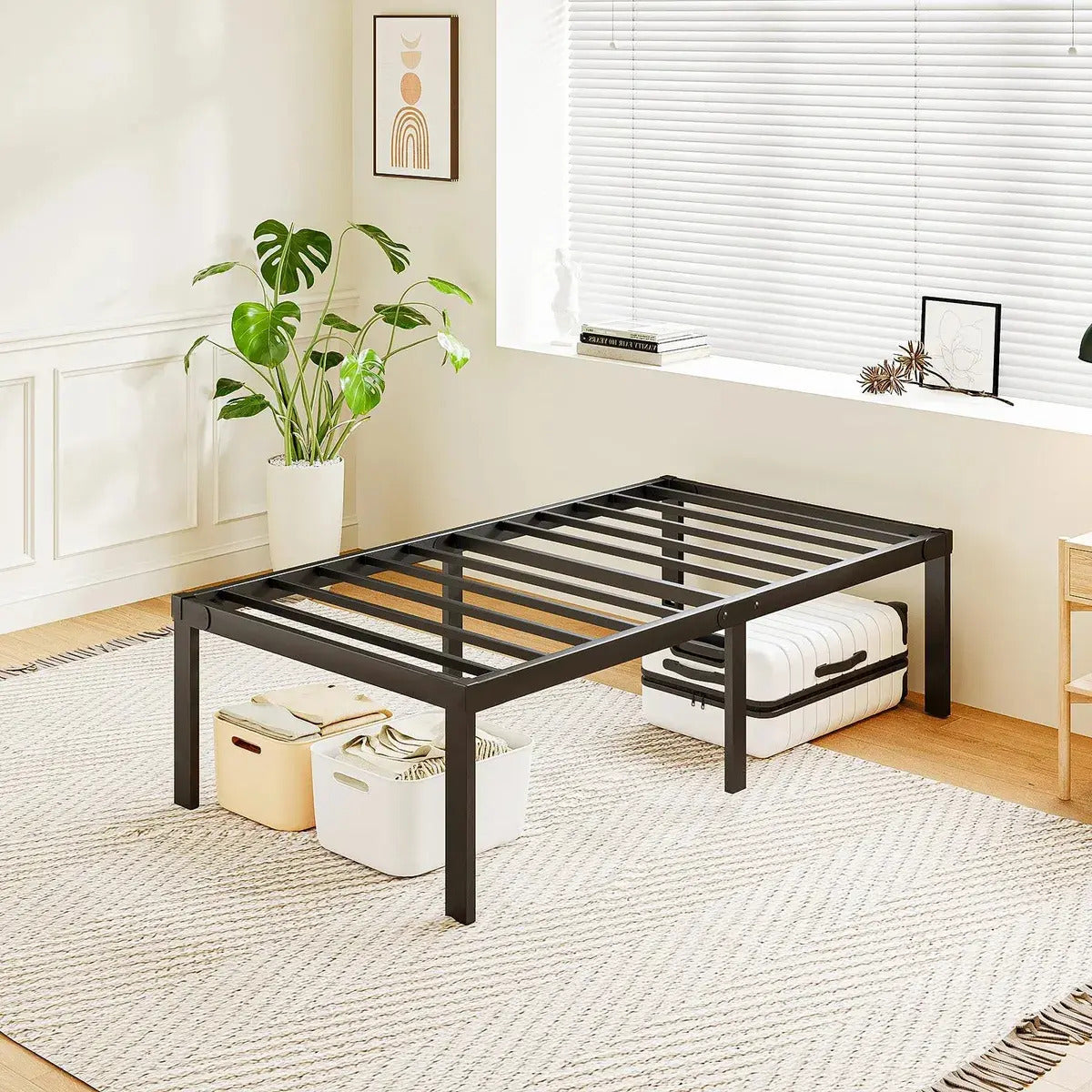 Estrutura De Cama De Metal, Solteiro, Com Espaço De Armazena Cor Preto Hot Wheels