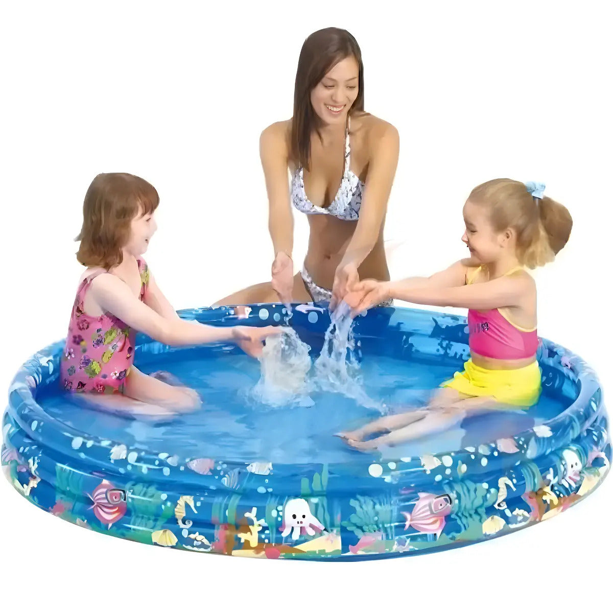 Piscina Infantil Inflável Redonda 253 Litros Fundo do Mar Wellmix
