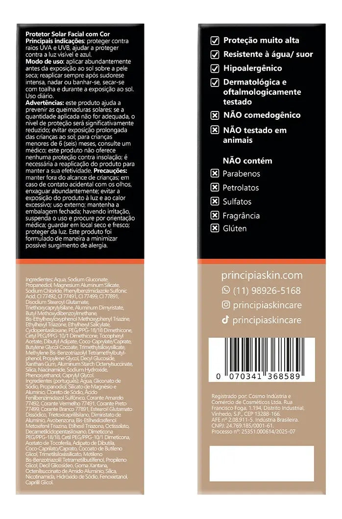 PRINCIPIA, Protetor Solar Facial FPS70 PS-05 Cor 3.0 c/ 30ml