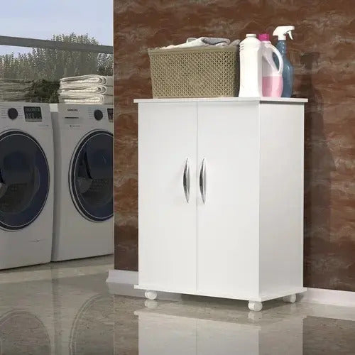 Armário De Chão Lavanderia Cor Branca Prateleira Produtos Cor do móvel Branco