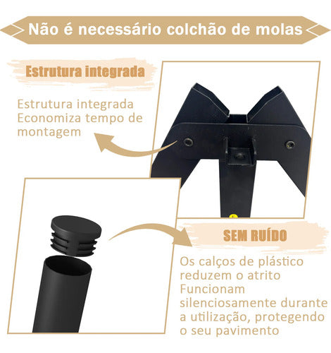 Cama Ferro De Casal De Cabeceira Estilo Moderno Facil Instal
