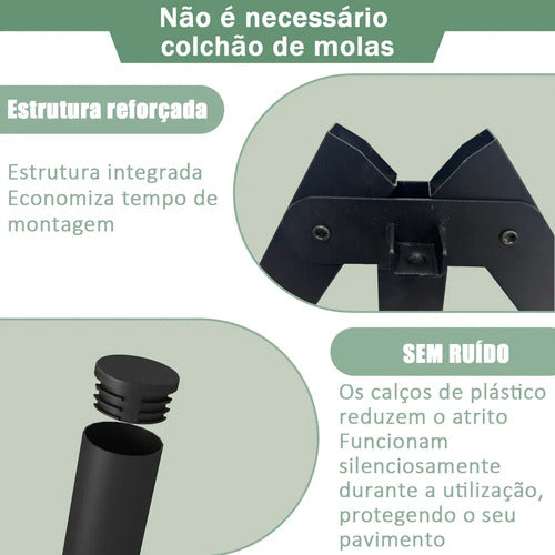 Cama De Ferro Solteiro Cabeceira E Espago, Resistente