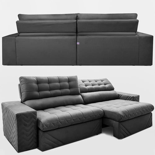 Sofá Retrátil 2,30m Molas Ensacadas Max Spring. Cama Inbox