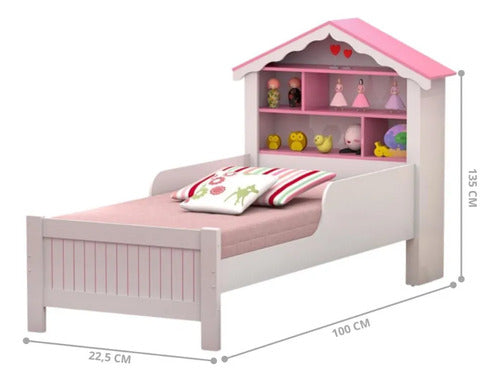 Cama Solteiro William Branco/rosa