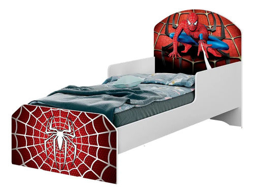 Mini Cama Infantil Do Homem Aranha P/ Quarto Menino C/ Pés