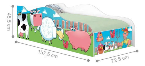 Mini Cama Infantil Fazendinha E Vaquinha Com Colchão