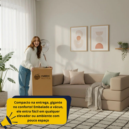 Sofá-cama Compacto 100% Espuma Envio Compacto Em Caixa