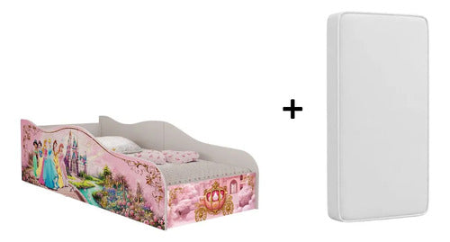 Cama Infantil Juvenil Princesas Rosa Montessori Com Colchão
