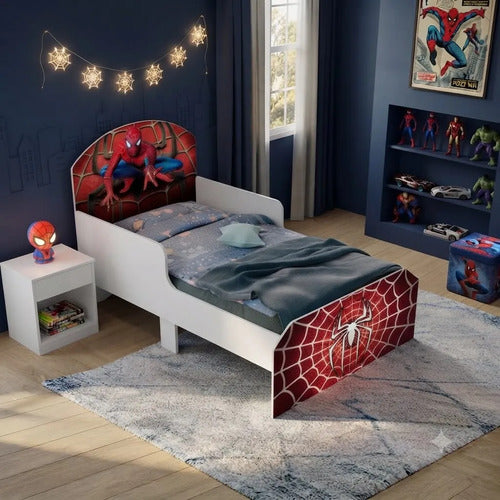 Mini Cama Infantil Do Homem Aranha P/ Quarto Menino C/ Pés