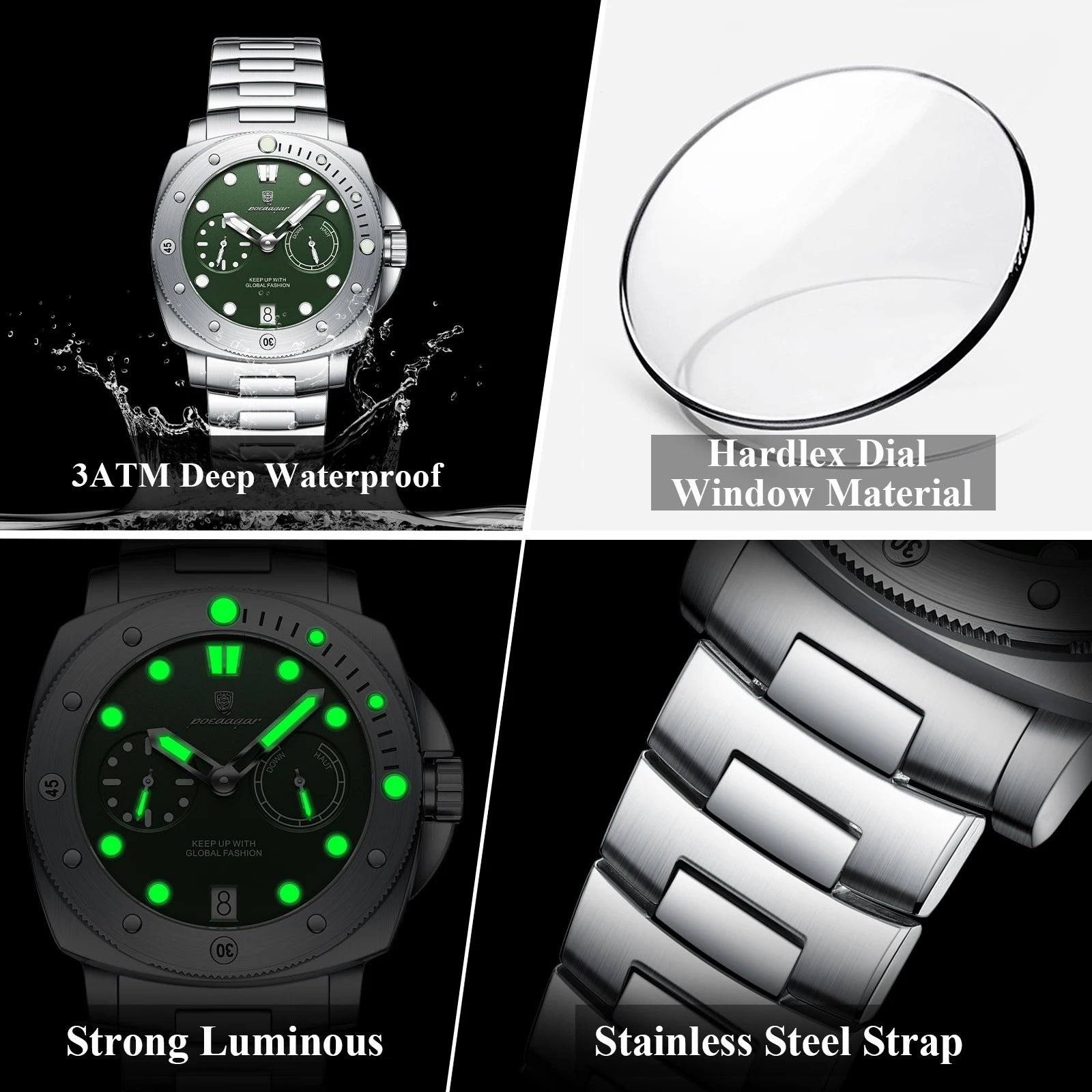 Relógio de Pulso Masculino Elegante de Quartzo com Luminoso – Modelo 14