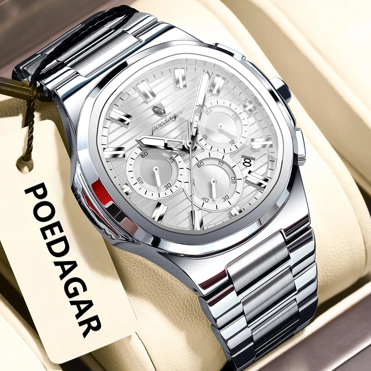 Relógio de Pulso Masculino Elegante de Quartzo com Cronógrafo – Modelo 09