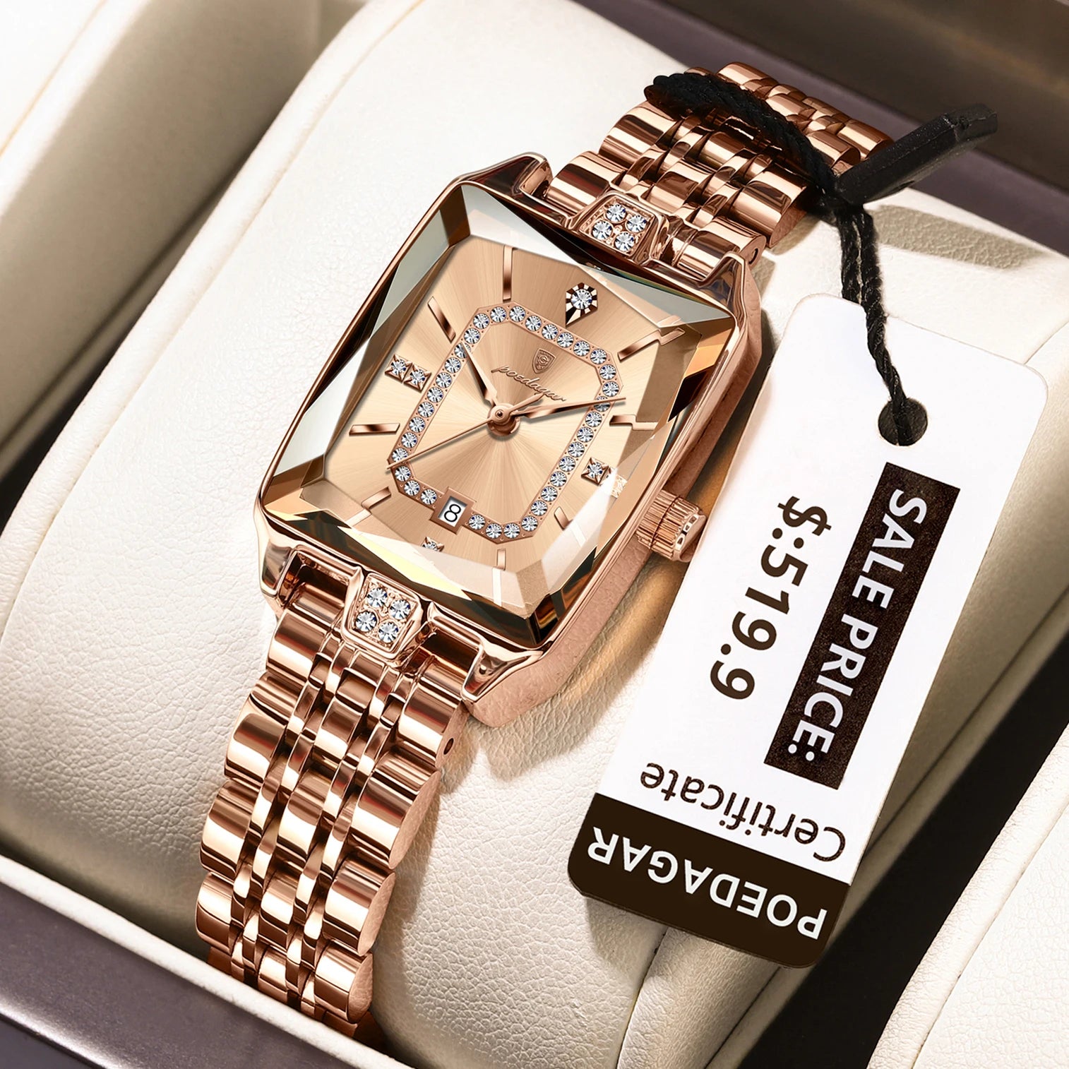 Relógio de Pulso Feminino Elegante de Quartzo com Calendário