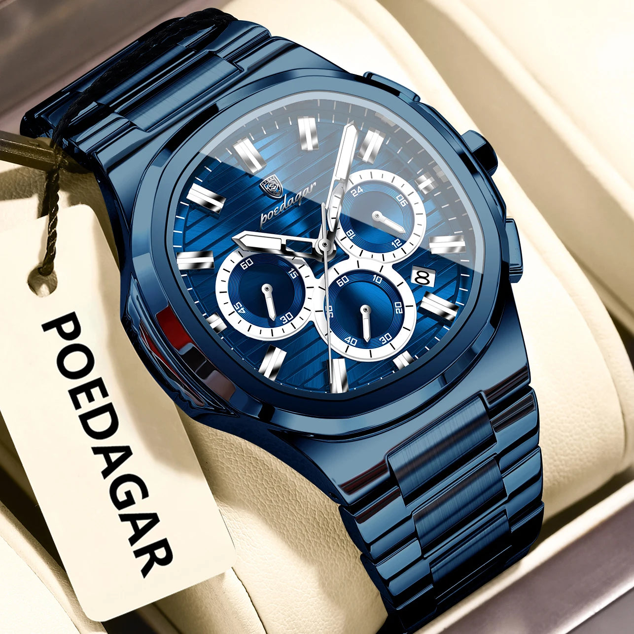 Relógio de Pulso Masculino Elegante de Quartzo com Cronógrafo – Modelo 09